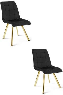 Zdjęcie produktu dla Styl I Elegancja Krzesło Cieza - Aksamit Czarny / Nogi Złote X 2