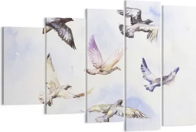 Produktbild von Bild auf Leinwand - Leinwandbild - Vögel Aquarell Wildheit Fliegen - 150x100cm - Wand Bild - Wanddeko - Leinwanddruck - Bilder - Kunstdruck - Leinwand bilder - Wandkunst - EG150x100-3066