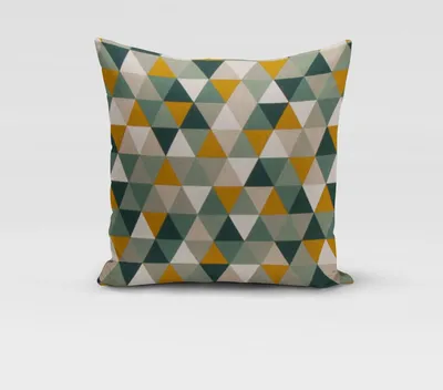 Produktbild von SCHÖNER LEBEN. Kissenhülle Dreiecke natur grün gelb div. Größen Größe 60x60cm (HxB) 60x60cm (HxB) Größe