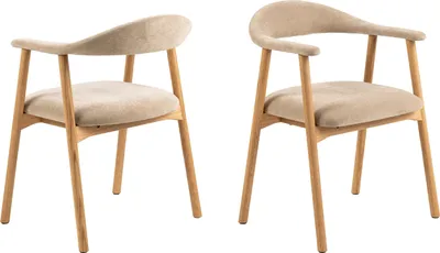 Produktbild von Holzstuhl >Addi< (2er-Set) in Beige, Polyester, Massivholz - 56x75,5x54 (BxHxT)