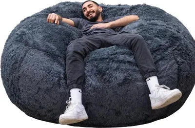 Produktbild von XXL-Sitzsack aus Kunstfell, Bezug maschinenwaschbar 180 cm, Grau