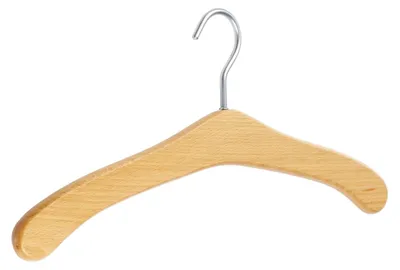 Produktbild von Holz-Kleiderbügel ACHIM aus Buche natur, 45 cm, mit silberfarbigem Metallhaken