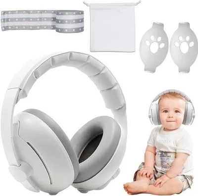 Image de Casque antibruit pour enfants 2-en-1 : casque pour bébé 25 dB, gris, adapté à partir de 3 mois
