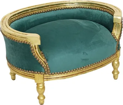Produktbild von Casa Padrino Barock Hundebett & Katzenbett Grün / Antik Gold - Handgefertigtes Hunde & Katzen Sofa im Barockstil - Barock Hunde & Katzen Möbel - Barock Tiermöbel