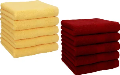 Produktbild von Betz 10 Stück Seiftücher 30x30 cm PREMIUM 100% Baumwolle  Farbe: honiggelb und rubinrot