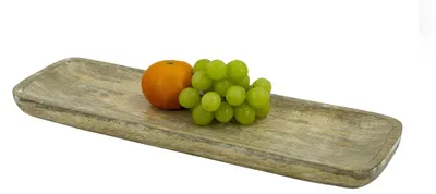 Produktbild von Holztablett - Dekoschale - rechteckig - Mangoholz - L: 38cm - H: 2cm - natur, weiß