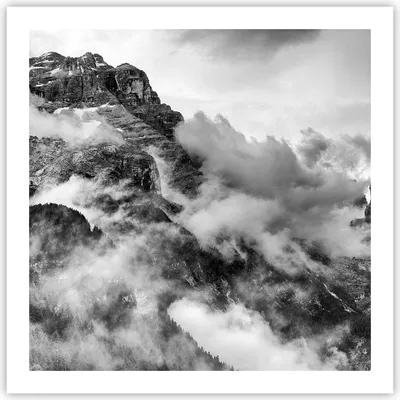 Produktbild von Poster - Poster ohne Rahmen - Berge Nebel Gipfel - 60x60 cm - Wand Bild - Wanddeko - Wandbilder - Kunstposter - Wandposter - Bilder - Kunstdruck - Wanddekoration - Wandbild - P2XAC60x60-3664