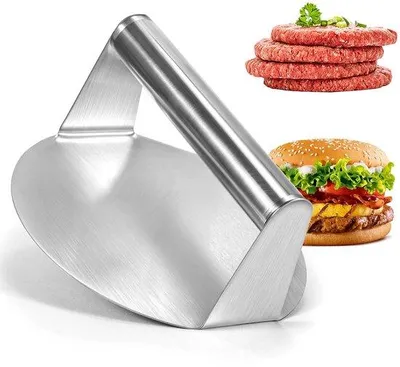 Obrázok produktu pre Unyqoos® lis na hamburgery z nerezovej ocele 304, priemer 14 cm – rovnomerné a rýchle varenie vhodné na grilovanie aj na panvicu