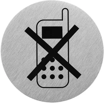 Zdjęcie produktu dla Aluminiowa tabliczka na drzwi "piktogram wyłącz telefon" Ø75mm