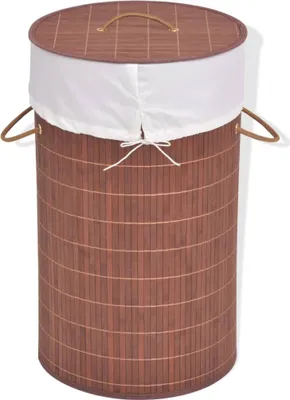 Image de Panier à linge rond Bambou Marron