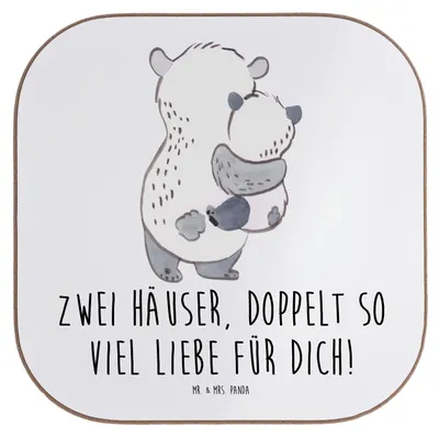 Produktbild von Mr. & Mrs. Panda Untersetzer für Gläser Trennung von den Eltern - Weiß - Geschenk, Glas, positivity, Tischuntersetzer, Holzuntersetzer, Familienliebe, Trost, Hoffnung