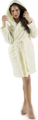 Produktbild von Korfu Bademantel S natur Polyester Sherpa-Fleece 260 g/m² Kapuze kurz