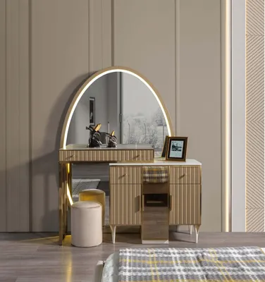 Image de Coiffeuse avec miroir moderne en bois Table de maquillage chambre à coucher