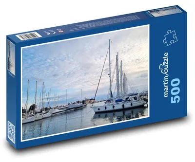 Produktbild von Puzzle 500 Hafen der Segelboote in Abendruhe - martinpuzzle