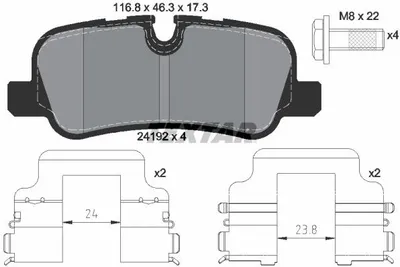 Produktbild von Textar Bremsbeläge hinten für Land Rover Discovery Range Rover III + Sport