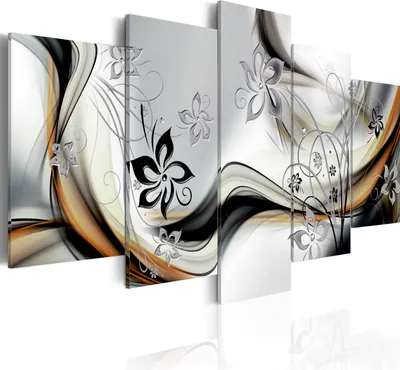 Produktbild von Leinwandbilder 200x100 cm a-A-0013-b-n Vlies Leinwandbild 5 tlg Kunstdruck modern Wandbilder XXL Wanddekoration Design Wand Bild ABSTRAKT BLUMEN ORNAMENT
