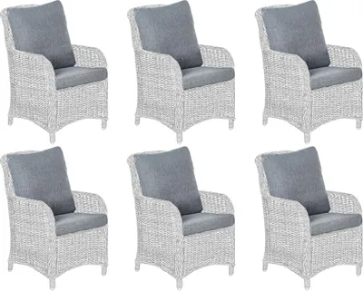 Produktbild von BELIANI Outdoor Kissenbezug 6er Set Grau Stoff Feuchtigkeitsbeständig mit Reißverschluss für Rücken- u. Sitzkissen Gartenstuhl Gartensessel
