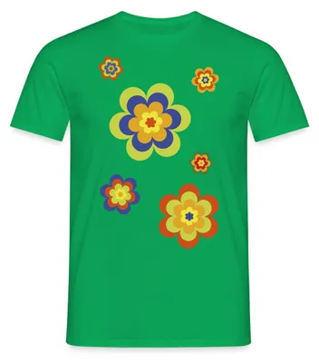 Produktbild von Spreadshirt Hippie Flower Power Blumen Fasching Männer T-Shirt, XXL, Kelly Green