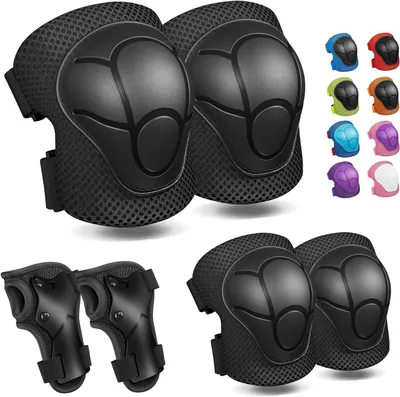 Imagen del producto de Protectores para rodillas y codos para niños y adolescentes, ajustables, para edades de 2 a 14 años, ideales para patinaje