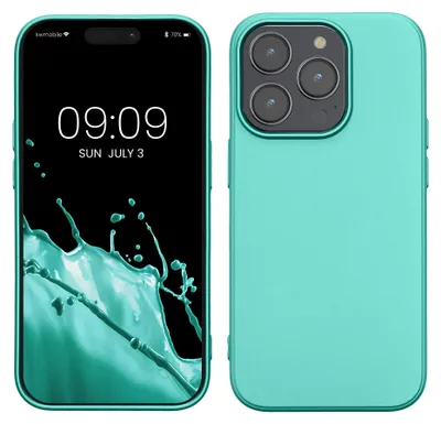 Produktbild von kwmobile Handyhülle für Apple iPhone 14 Pro Hülle - Silikon Case metallisch schimmernd - Schutzhülle Cover - Metallic Türkis