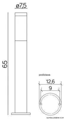 Zdjęcie produktu dla Lampa zewnętrzna słupek ogrodowy 65 cm 1xE27 czarna IP44 SU-MA Inox ST 022-650 BL