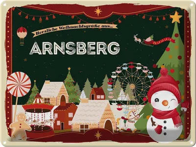 Produktbild von vianmo Blechschild 30x40 cm Weihnachtsgrüße aus Arnsberg Weihnachten