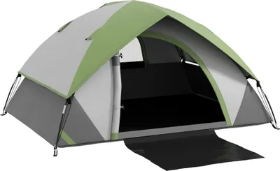 Produktbild von Kuppelzelt fš¹r 2 Personen leicht, stabil wasserdicht Familienzelt mit Tš¹r&Fenster Packtasche Grau+Grš¹n
