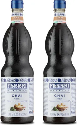 Produktbild von Food-United MIXYBAR-TEE-CHAI-FABBRI Sirup 2x1L PET-Flasche - Sciroppo Di Chai - ohne Aroma- Farb- & Konservierungsmittel geeignet für Eiskaffe Alkohlfreie Cocktails oder für die Bar Hause - Homebar oder auch für Cocktail-Bars Pubs Barista Eiscaf