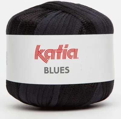 Produktbild von BLUES, BW-Bändchengarn mit Glanz-/Matteffekt von Katia, Farbe SCHWARZ (58), ca. 90m/50g
