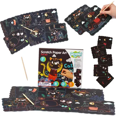 Image de Woopie Art&fun : kit créatif à gratter pour enfants, 7 pièces