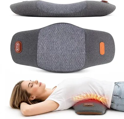 Productafbeelding van Massageapparaat voor de rug, elektrisch lendenkussen met warmte en vibratiemassage. Rugmassageapparaat met 3 massagetechnieken, 3 temperatuurinstellingen, lendensteun en een tractieapparaat. Ideaal als cadeau voor mannen en vrouwen