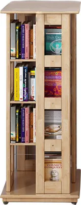 Produktbild von 360Home Bücherregal 360° drehbares Massivholz Mobiles Bücherregal 4 Ebenen 【BR400Y】