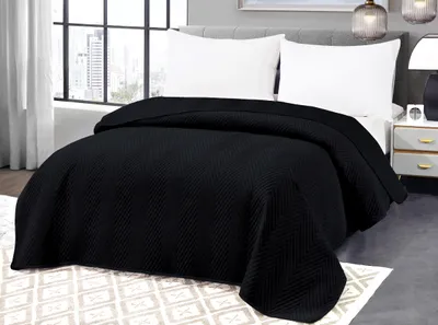 Produktbild von Schwarze Samt-Bettüberwurf mit Muster ARROW VELVET Maße: 220 x 240 cm