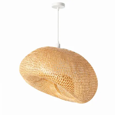 Produktbild von SAVANA Pendelleuchte aus Bambus und Weide, natürliches Nestdesign, E27-Fassung, weiß
