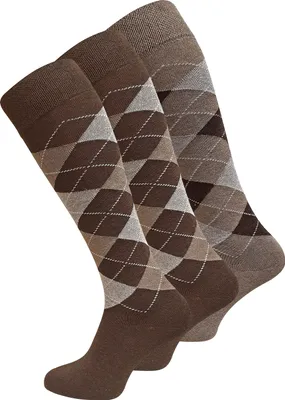 Produktbild von Cotton Prime® Comfort KNIESTRÜMPFE 3 Paar, mit Karos 39-42 braun