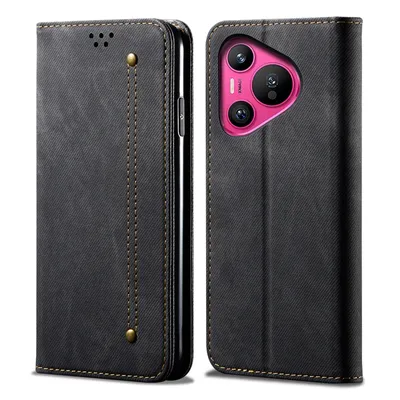 Produktbild von Hülle für Huawei Pura 70 Leder Brieftasche Flip Bookstyle Schutzhülle mit Standfunktion Schwarz