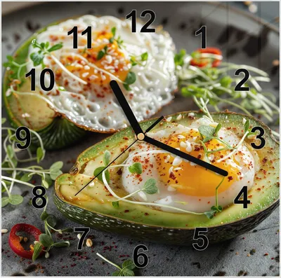 Produktbild von Wanduhr aus Glas mit Motiv Avocado Frühstück- 30 x 30 cm - inkl. Aufhängesystem