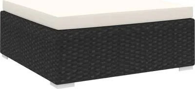 Image de Tabouret modulaire 1 pce + coussins Poly rotin noir