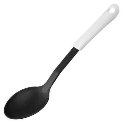 Produktbild von Fackelmann Servierlöffel 32 cm ARCADALINA, Vorlegelöffel mit praktischem Griff, Servierkelle mit Funktionsteil aus Kunststoff für beschichtete Töpfe und Pfannen Farbe: Schwarz/Weiß)