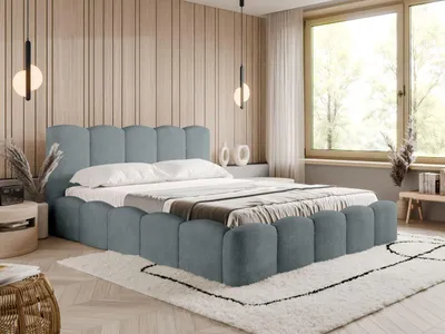 Produktbild von FurniDe24 Polsterbett Lambi 200x200 cm - Bett 200x200, Polsterbett mit Bettkasten & Lattenrost - Bouclé-Stoff - Bett Grau (Lambi 11)