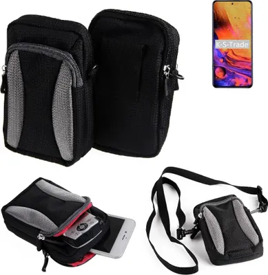 Produktbild von K-S-Trade Holster Schutz Hülle kompatibel mit ZTE Axon 30 Pro Handy Hülle Gürteltasche Umhängetasche mit Zusatzfach schwarz