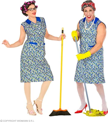 Produktbild von Hausfrau Kostüm Kittelschürze Putzfrau Gr. S bis XXL - Männerballett Gr. L/XL