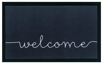 Produktbild von NYVI Fußmatte Printy - Rutschfest, Waschbar, für Innen und Außen - Schmutzfangmatte Türmatte - 45x75 cm Rechteckig - Welcome Anthrazit