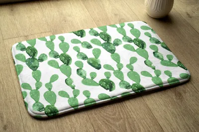 Produktbild von Badteppich Saugfähige - Badezimmer Teppich - Rutschfester Badvorleger Badematte - 75x45 cm - Kakteen-Muster