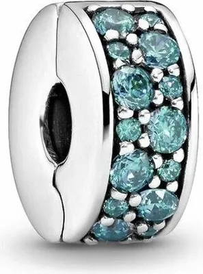 A close-up studio shot of a Pandora clip charm.
