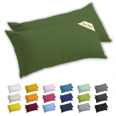 Zdjęcie produktu dla Lavea® Zestaw 2 poszewek na poduszki do spania na boku 40 x 145 cm, 100% bawełna dżersejowa, zamek błyskawiczny YKK, kolor oliwkowy