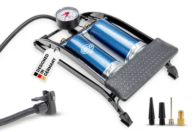 Obrázek produktu pro alca® Nohy pumpa se dvěma písty s manometrem až do 7 barů, vhodná pro automobily a jízdní kola