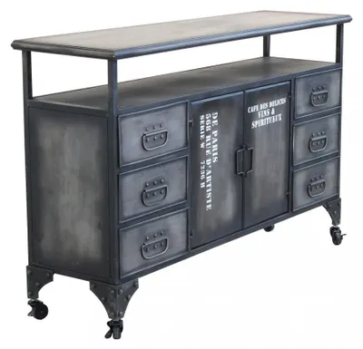 Immagine prodotto di Mobile in acciaio con cassetti ante e ripiani ampi 132.5x37.5xH82 cm per casa