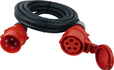 Produktbild von NWP CEE-Verlängerung 5m 400V 16A, Schwarz, IP44 5x2,5 mm² H07RN-F - Gummischlauchleitung, Verlängerungskabel für Baustelle, Industrie, Außenbereich