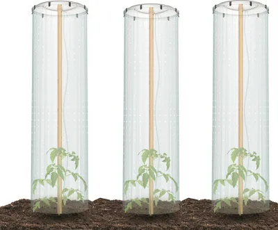 Produktbild von 3x Deckel Tomaten Blumentopf Gewächshausfolie Treibhaus Folie LDPE atmungsaktive Pflanzenschutz Pflanzenfrostschutzhülle Kälteschutz Sonnenschirm transparente Kunststofffolie Löchern Schutzfolie Stell